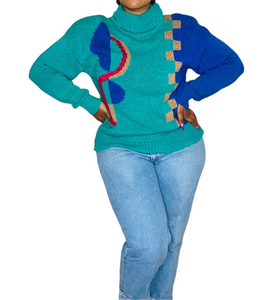 Liz Sport Green Designed Sweater